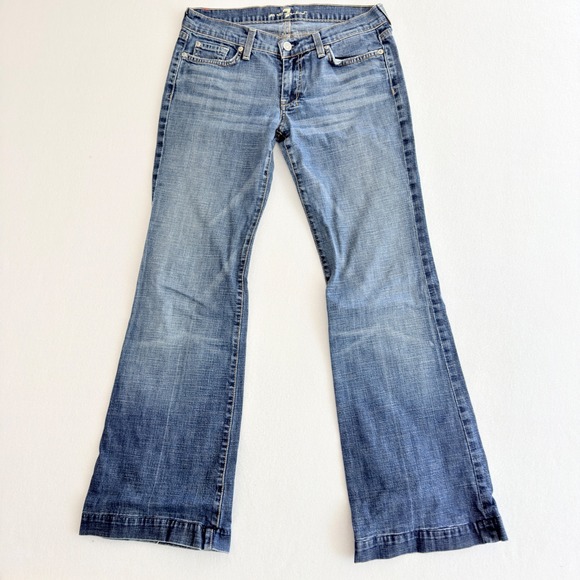 7 For All Mankind Denim - 7 For All Mankind Dojo Light Wash Blue Flare Jeans
